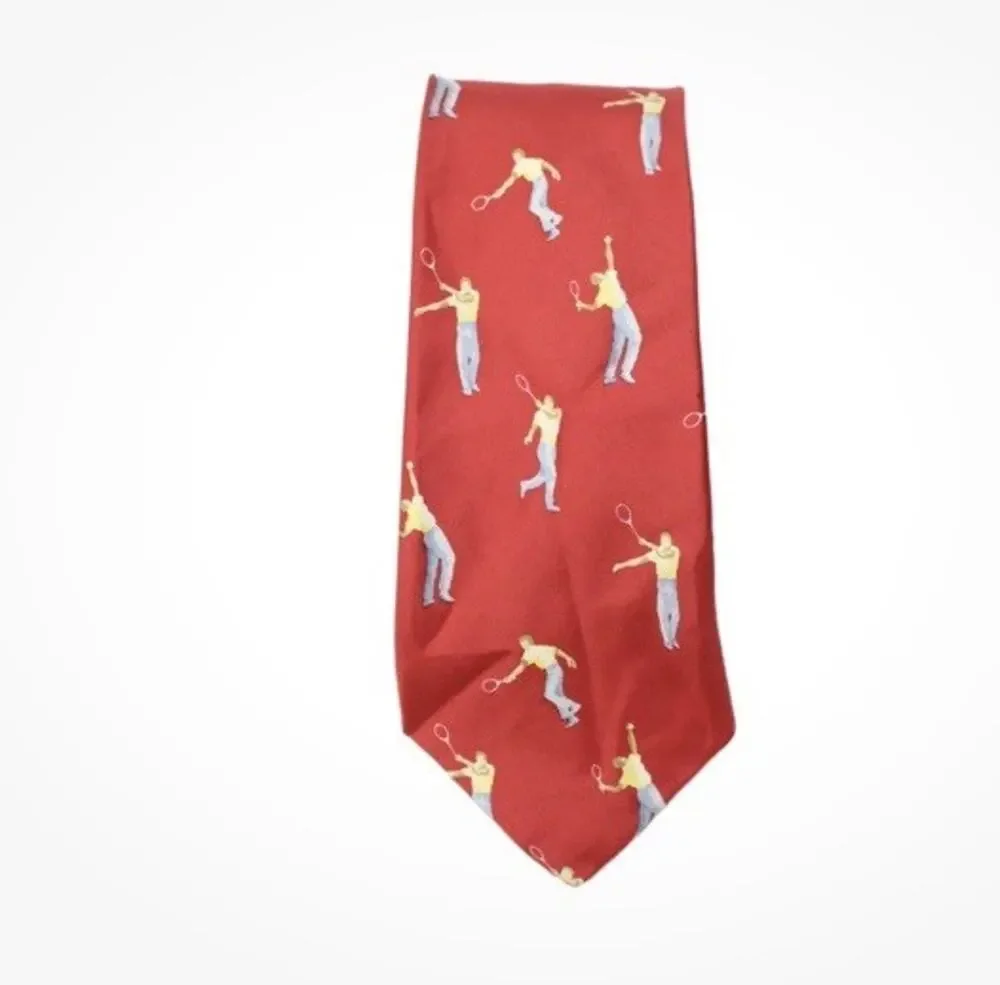 Burberry Men's Classic Silk Printed Neck Tie Tennis Red One Size